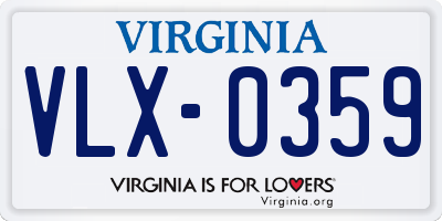 VA license plate VLX0359