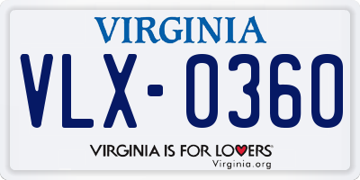 VA license plate VLX0360