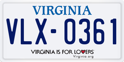 VA license plate VLX0361