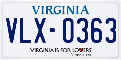 VA license plate VLX0363