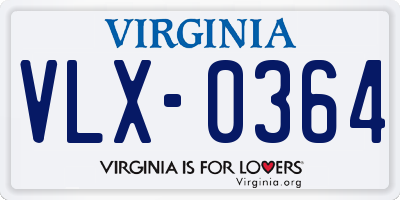 VA license plate VLX0364