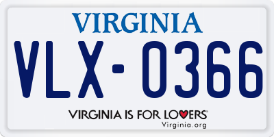 VA license plate VLX0366