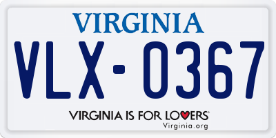 VA license plate VLX0367