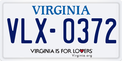 VA license plate VLX0372