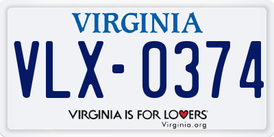 VA license plate VLX0374