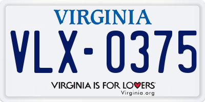 VA license plate VLX0375