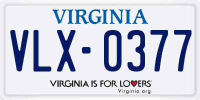 VA license plate VLX0377