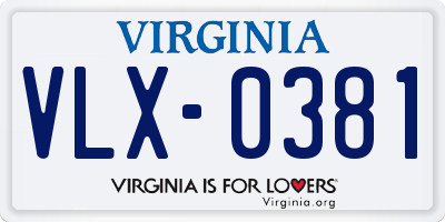 VA license plate VLX0381