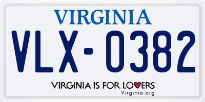 VA license plate VLX0382