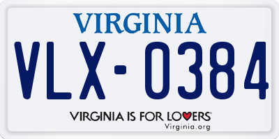 VA license plate VLX0384