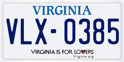 VA license plate VLX0385