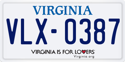 VA license plate VLX0387