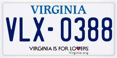 VA license plate VLX0388