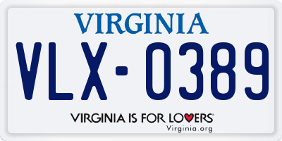 VA license plate VLX0389