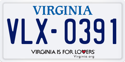 VA license plate VLX0391