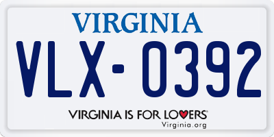 VA license plate VLX0392