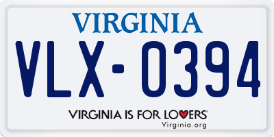 VA license plate VLX0394