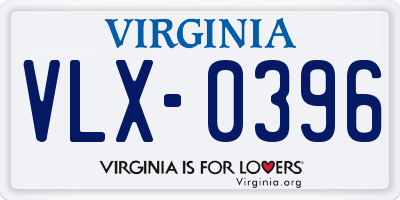 VA license plate VLX0396