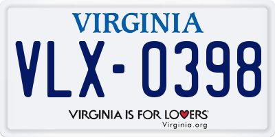 VA license plate VLX0398