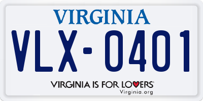 VA license plate VLX0401