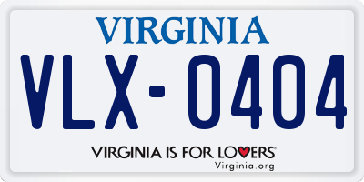 VA license plate VLX0404