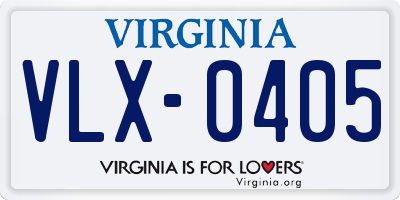 VA license plate VLX0405