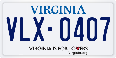 VA license plate VLX0407