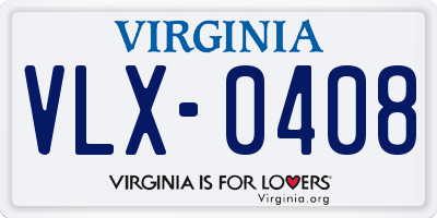 VA license plate VLX0408