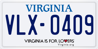 VA license plate VLX0409