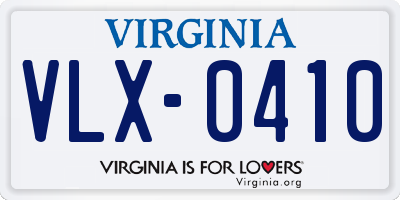 VA license plate VLX0410