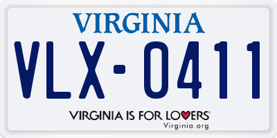 VA license plate VLX0411