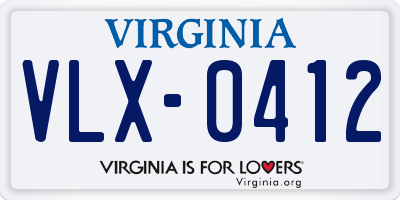 VA license plate VLX0412