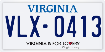 VA license plate VLX0413