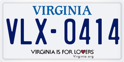 VA license plate VLX0414