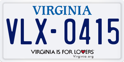 VA license plate VLX0415