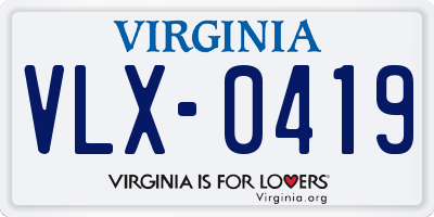 VA license plate VLX0419