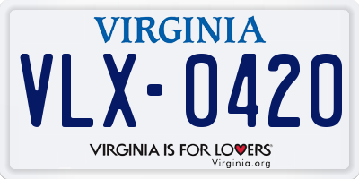 VA license plate VLX0420