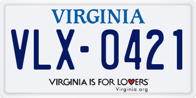 VA license plate VLX0421