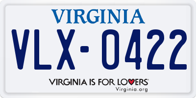 VA license plate VLX0422