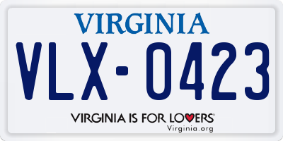 VA license plate VLX0423