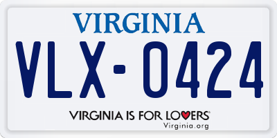 VA license plate VLX0424