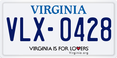 VA license plate VLX0428