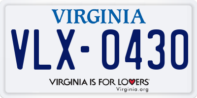 VA license plate VLX0430