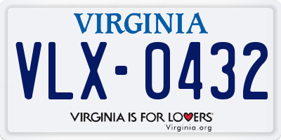 VA license plate VLX0432