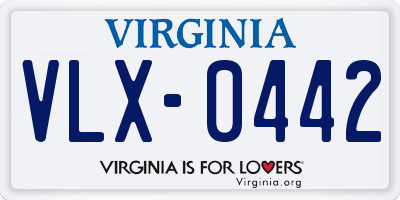 VA license plate VLX0442