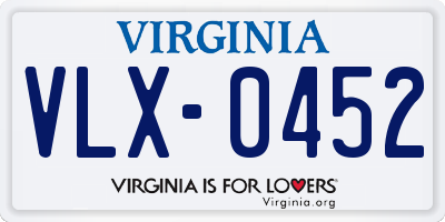 VA license plate VLX0452