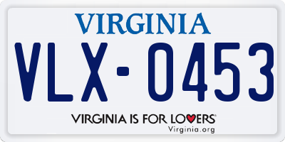 VA license plate VLX0453