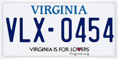 VA license plate VLX0454