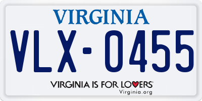 VA license plate VLX0455