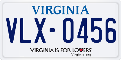 VA license plate VLX0456